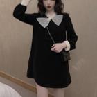 Long-sleeve Bow Mini Shift Dress