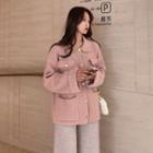 Long-sleeve Ribbed Cardigan / High-waist Pattern Knit Pants