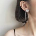 Chained Asymmetrical Sterling Silver Fringed Earring 1 Pair - Eh1115 - Stud Earrings - Silver - One Size