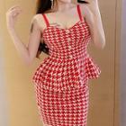 Set: Houndstooth Camisole Top + Pencil Skirt