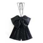 Halter Sequin Panel Romper