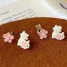 Sakura Cat Glaze Asymmetrical Earring