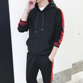 Set: Two-tone Drawstring Hoodie + Sweatpants