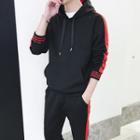 Set: Two-tone Drawstring Hoodie + Sweatpants