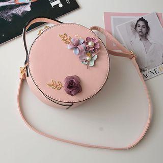 Floral Round Faux Leather Shoulder Bag