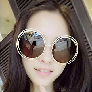 Layered Frame Round Sunglasses