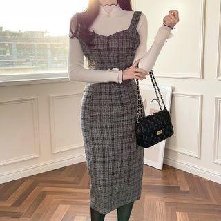 Plaid Long Overall Dress
