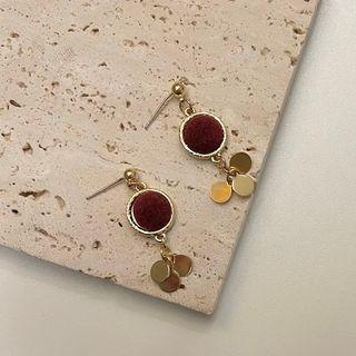 Flocking Alloy Disc Fringed Earring