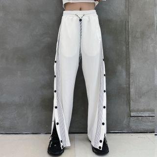 Snap Button Slit Sweatpants