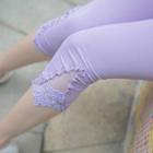 Lace Trim Elastic Cropped Leggings