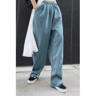 Couple Pleated-hem Wide-leg Sweatpants