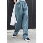 Couple Pleated-hem Wide-leg Sweatpants