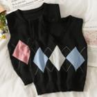 Argyle Slim-fit Knit Vest