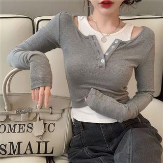 Mock Two-piece Off-shoulder Sheath Top