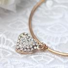 Diamond On Heart Adjustable Bracelet -gold