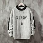 Embroidered Letter Color Block Sweater