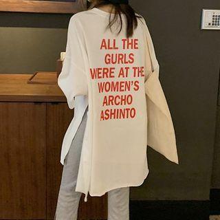 Lettering Slit T-shirt / Slit Cropped Pants
