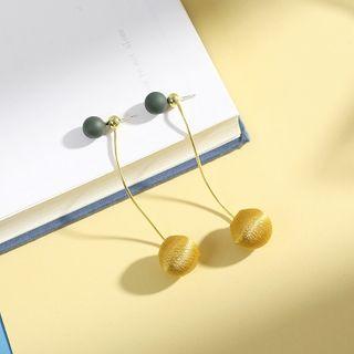 925 Sterling Silver Pom Pom Dangle Earring 1 Pair - Pom Pom - Gold & Green - One Size