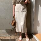Dual-pocket Slit Long Skirt