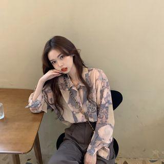Printed Long-sleeve Shirt Floral - One Size