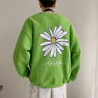 Long-sleeve Flower Print Loose-fit Top