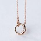 925 Sterling Silver Rhinestone Circle Necklace