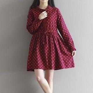 Frill Trim Printed Long Sleeve Dress
