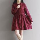 Frill Trim Printed Long Sleeve Dress