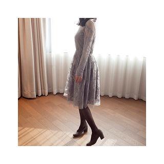 Sheer-yoke Laced A-line Dress