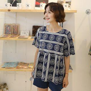 Embroidered Perforated Top