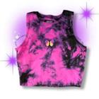 Embroidered Tie-dye Crop Tank Top