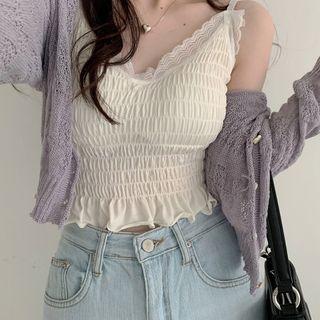 Ruffle Lace Plain Tank Top