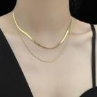 Stainless Steel Layered Necklace Gold - One Size