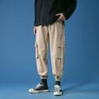 Plain Tie-ankle Cargo Pants With Pocket