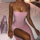Spaghetti Strap Glittered Midi Dress