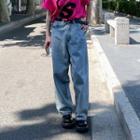 Mid-rise Plain Baggy Jeans