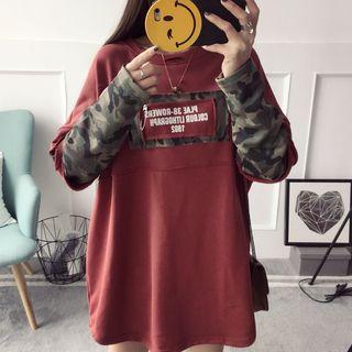 Camouflage Panel Long Pullover