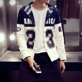 Hooded Numbered Paneled Jacket