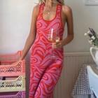 Print Knit Maxi Sheath Tank Dress