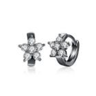 Fashion Elegant Flower Earrings With White Cubic Zircon Silver - One Size