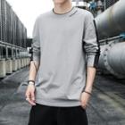 Letter Embroidered Paneled Long-sleeve T-shirt