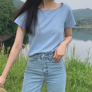 [cle.] Ribbed Boatneck T-shirt