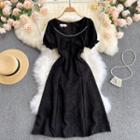 V-neck Puff-sleeve Embroidered Dress