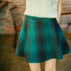 Plaid Woolen A-line Skirt