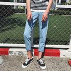 Crown Embroidered Slim Fit Jeans