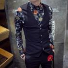 Floral Print Mock Two-piece Shirt