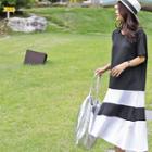 Ruffle-hem Color-block Midi T-shirt Dress