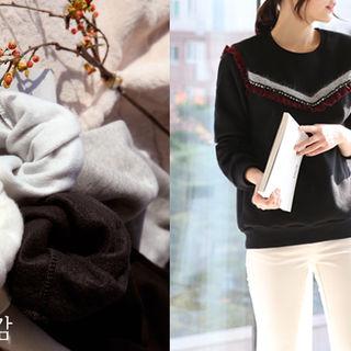 Brushed Fleece Lined Contrast-trim Sweatshirt