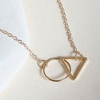 Alloy Hoop & Triangle Pendant Necklace Gold - One Size