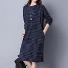 Long-sleeve Stripe Shift Dress